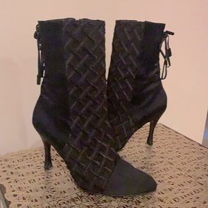 Charles Jourdan Black Satin Ankle Boot